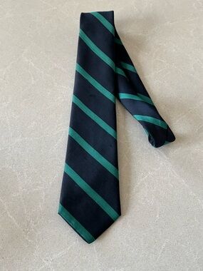 Valente Classic Navy and Green Striped Men's Tie 100% Silk Luxury Preppy